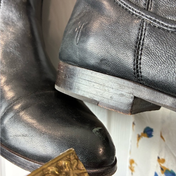 [6.5] Frye Cindy Slouch Black Leather Tall Boots 6.5 Slouch Riding - Picture 9 of 9